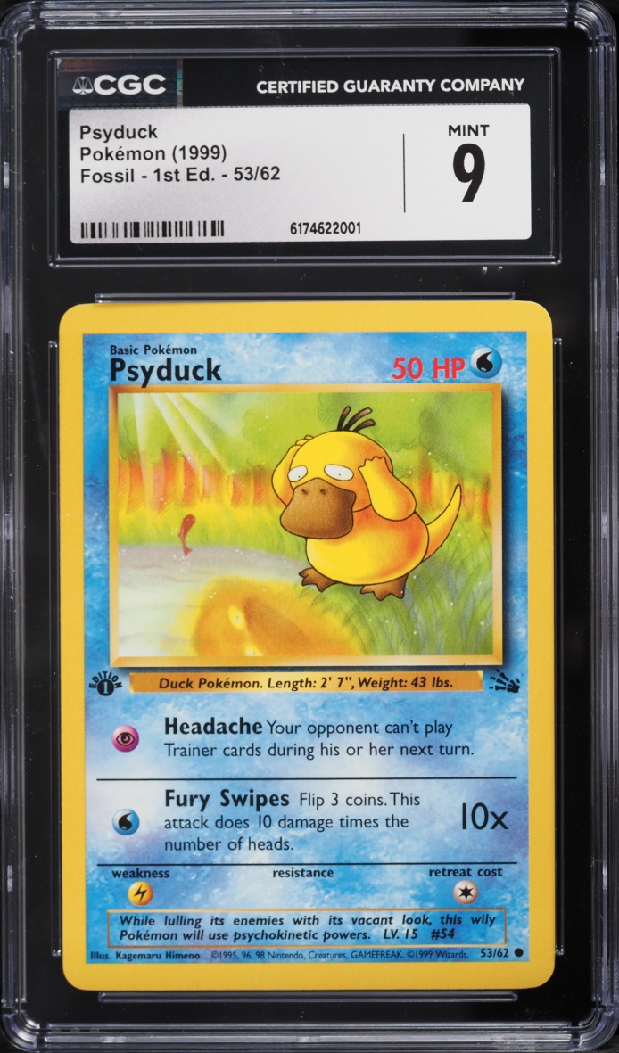 1999 Pokemon Fossil 1st Edition Psyduck #53 CGC 9 MINT