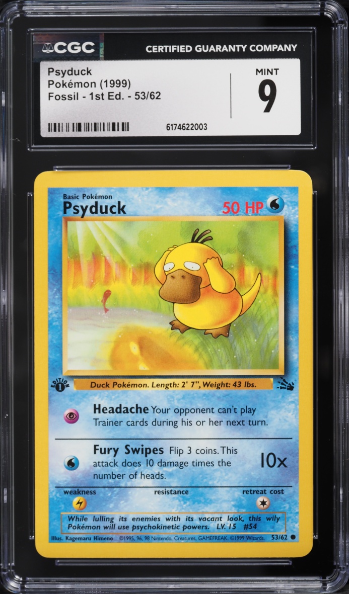 1999 Pokemon Fossil 1st Edition Psyduck #53 CGC 9 MINT