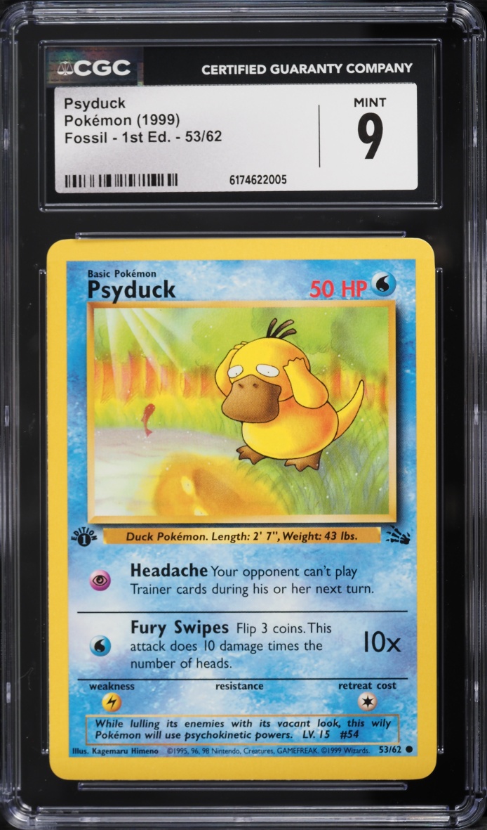 1999 Pokemon Fossil 1st Edition Psyduck #53 CGC 9 MINT