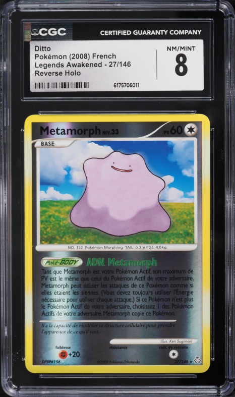 2008 Pokemon French Legends Awakened Reverse Holo Ditto #27 CGC 8 NM-MT
