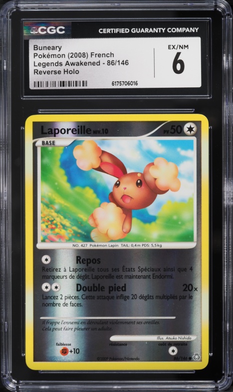 2008 Pokemon French Diamond & Pearl Legends Awakened Reverse Holo Buneary #86 CGC 6 EXMT