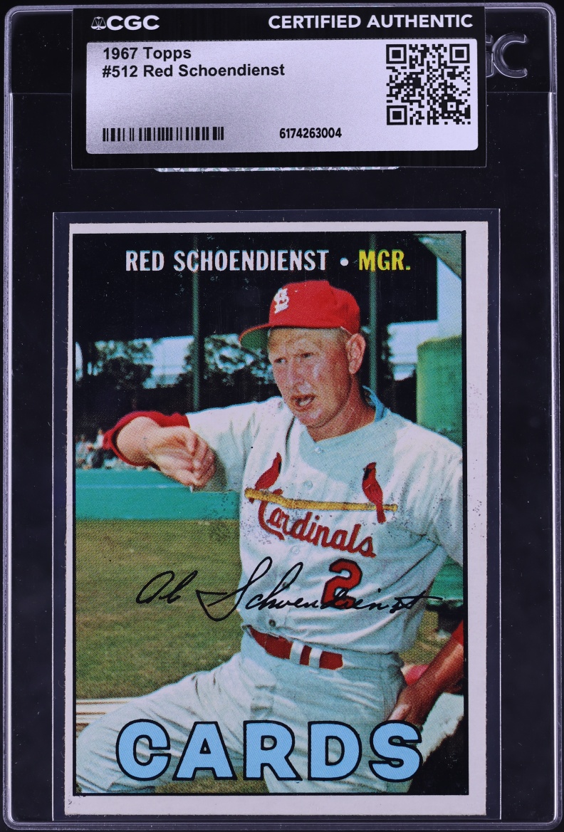 1967 Topps Red Schoendienst #512 CGC AUTH