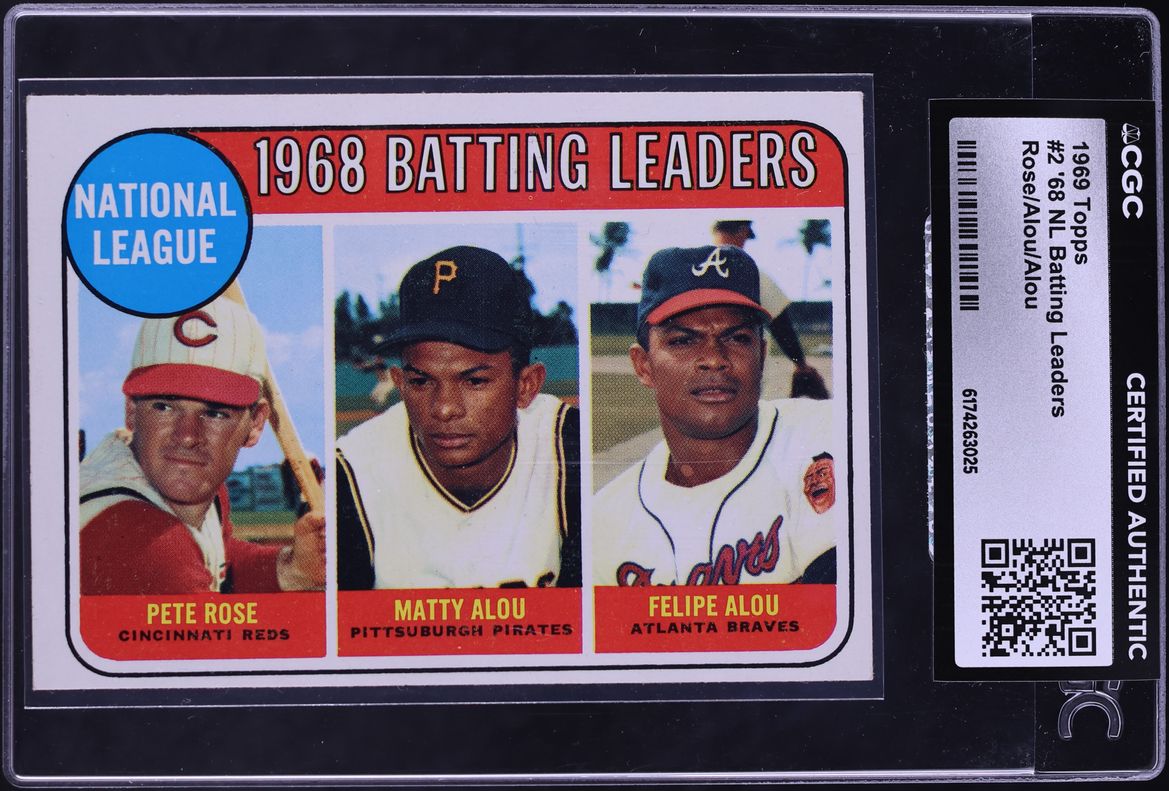 1969 Topps '68 National League Batting Leaders Pete Rose Matty Alou & Felipe Alou #2 CGC AUTH