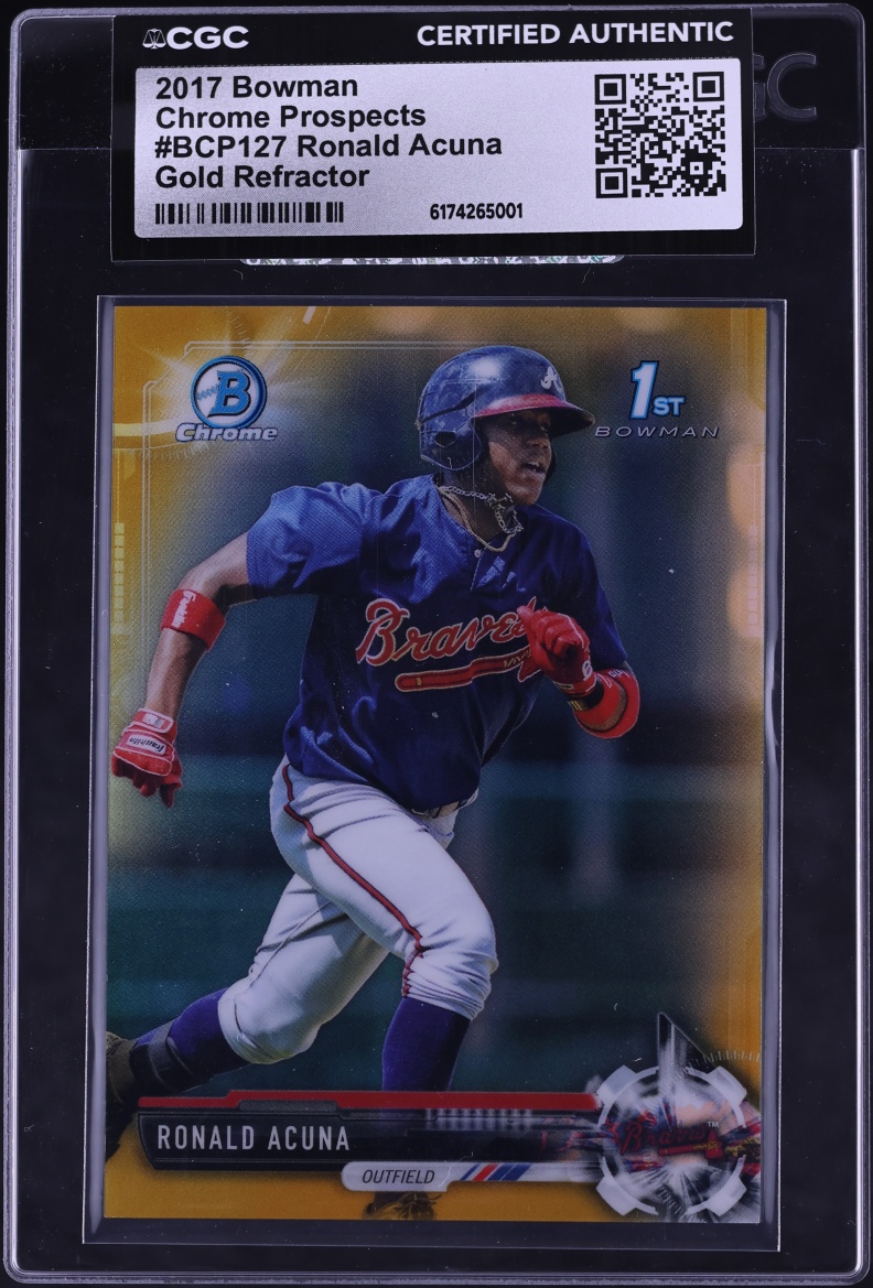 2017 Bowman Chrome Prospects Gold Refractor Ronald Acuna 1/50 #BCP127 CGC AUTH