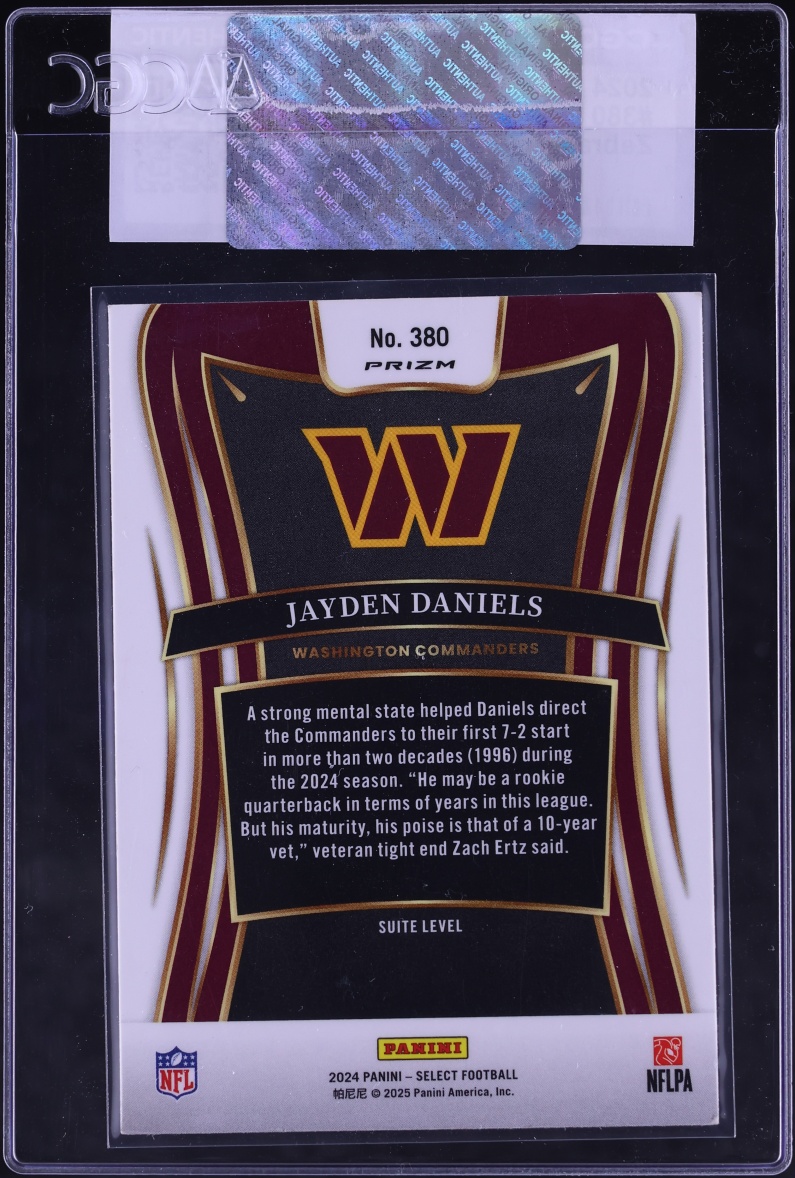 2024 Select Suite Level Zebra Jayden Daniels ROOKIE #380 CGC AUTH