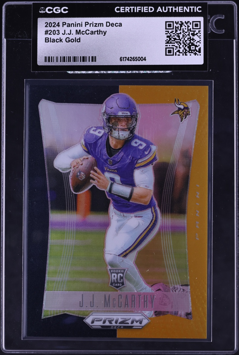 2024 Panini Prizm Deca Black Gold J.J. McCarthy ROOKIE #203 CGC AUTH