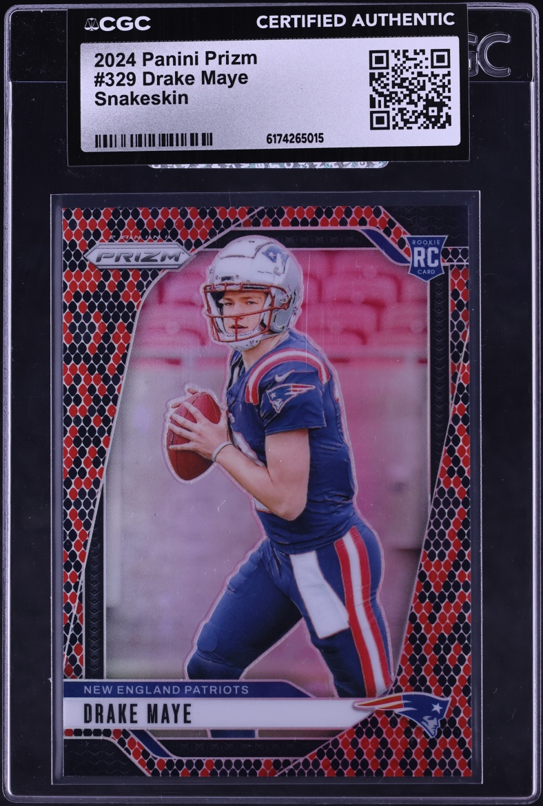 2024 Panini Prizm Snakeskin Drake Maye ROOKIE #329 CGC AUTH