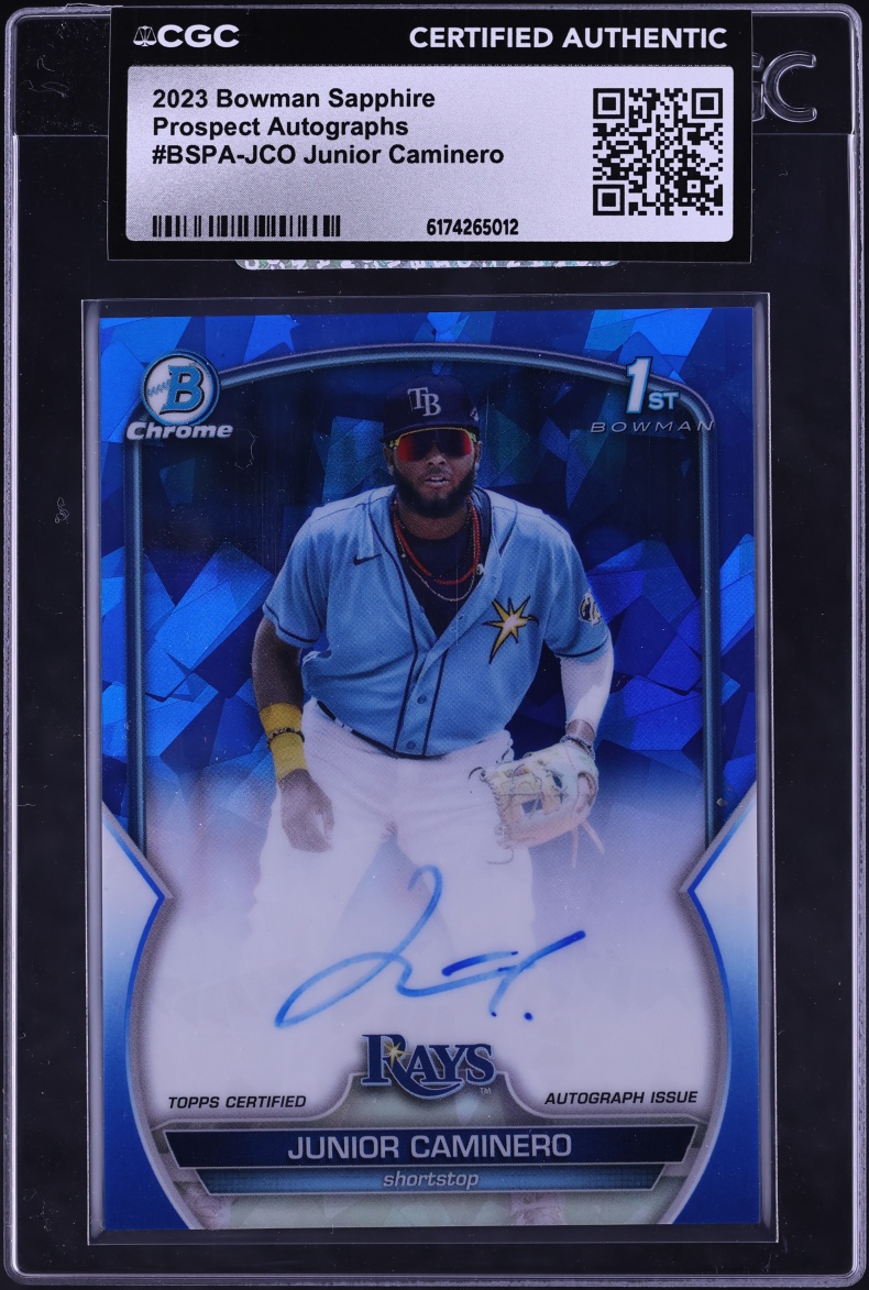 2023 Bowman Sapphire Junior Caminero PROSPECT AUTO #BSPA-JCO CGC AUTH