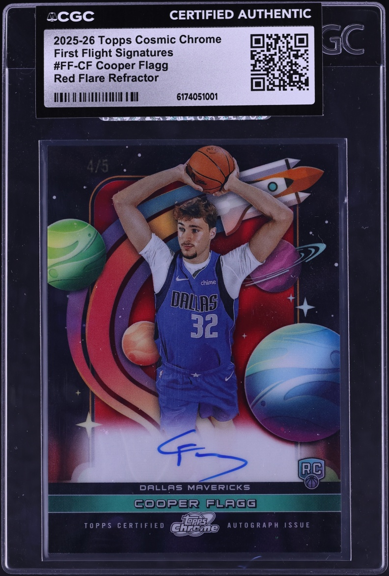 2025 Topps Chrome Cosmic First Flight Red Flare Refractor Cooper Flag ROOKIE AUTO /5 #FF-CF