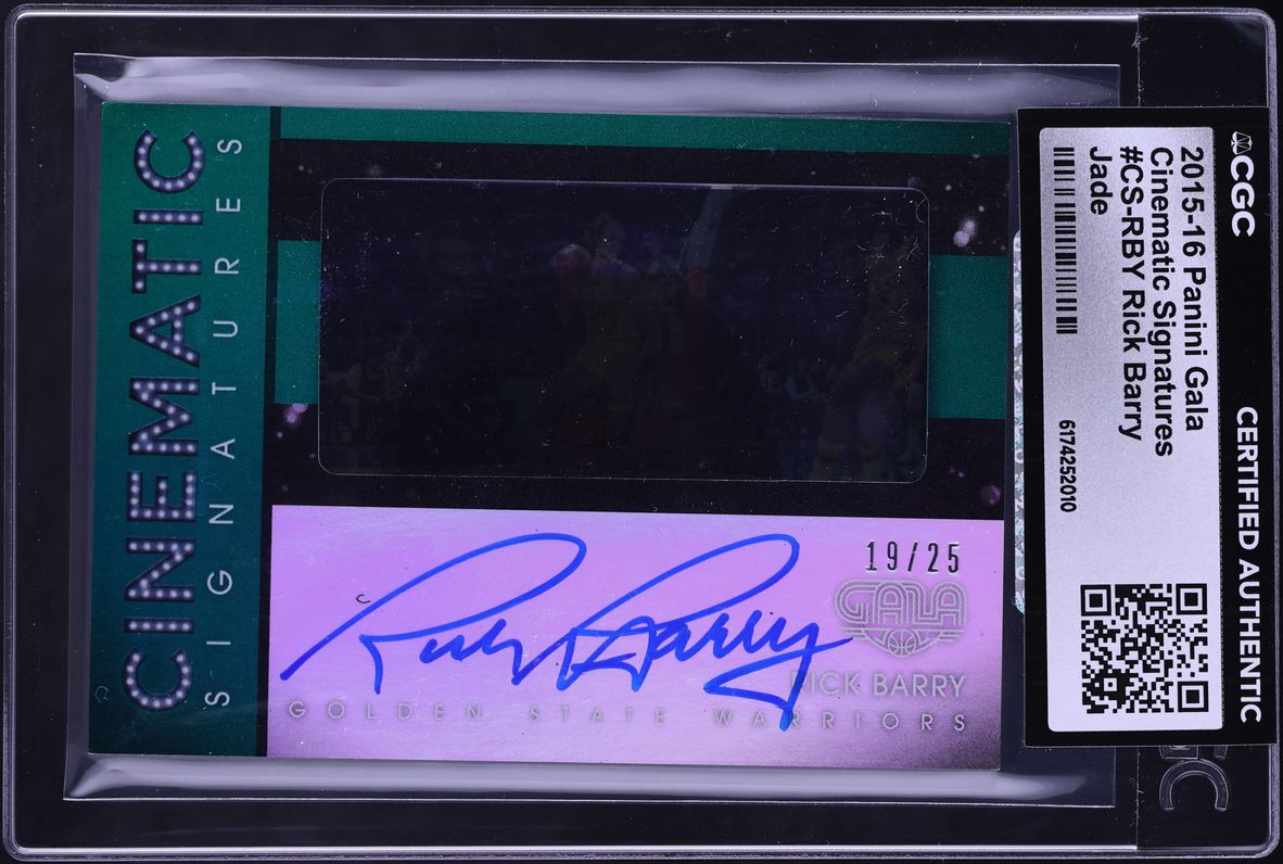 2015 Panini Gala Cinematic Signatures Jade Rick Barry PATCH AUTO /25 #CS-RBY CGC AUTH