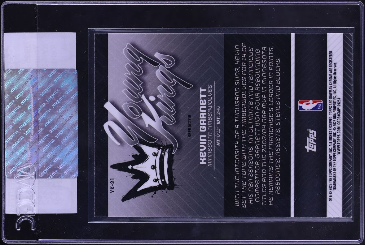 2025 Bowman Chrome Young Kings Refractor Kevin Garnett #YK-21 CGC AUTH