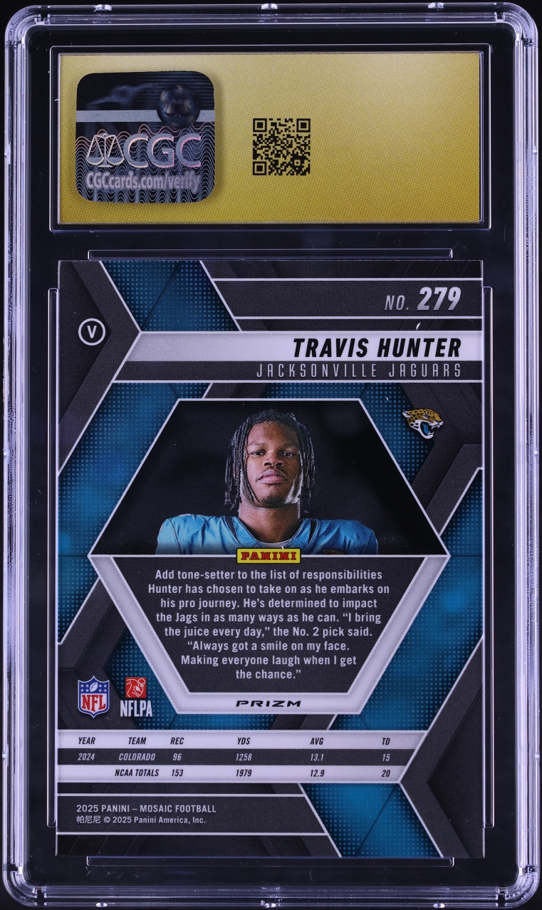 2025 Panini Mosaic Blue Scope Travis Hunter ROOKIE #279 CGC 10 PRISTINE