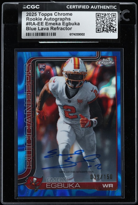 2025 Topps Chrome Blue Lava Refractor Emeka Egbuka ROOKIE AUTO /150 #RA-EE CGC AUTH