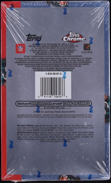 2005 Topps Chrome Football Sealed Hobby Box, 24ct Packs
