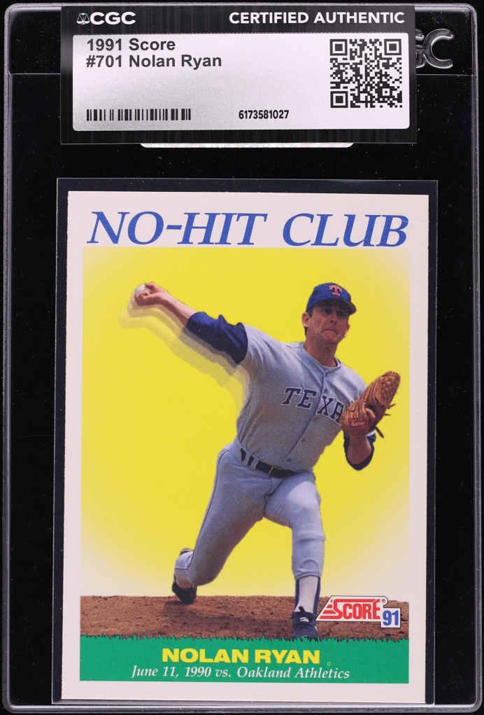 1991 Score Nolan Ryan #701 CGC AUTH