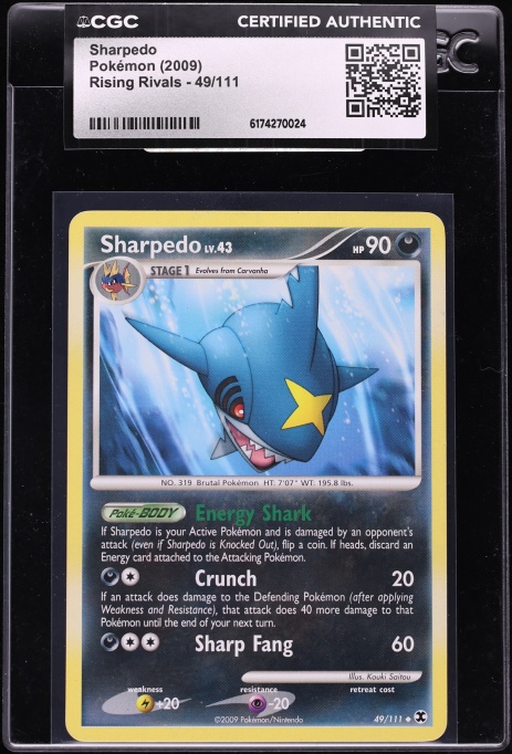 2009 Pokemon Platinum Rising Rivals Sharpedo #49 CGC AUTH