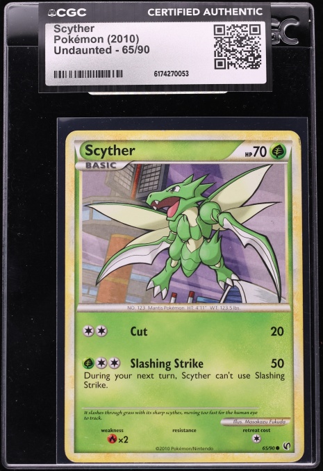 2010 Pokemon HeartGold & SoulSilver Undaunted Scyther #65 CGC AUTH
