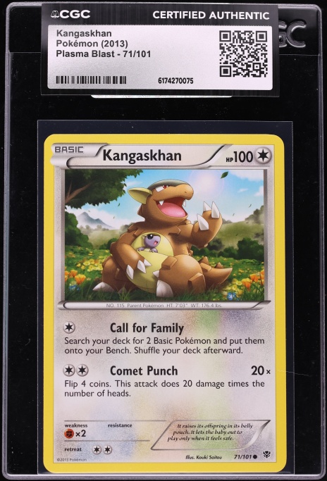 2013 Pokemon Black & White Plasma Blast Kangaskhan #71 CGC AUTH