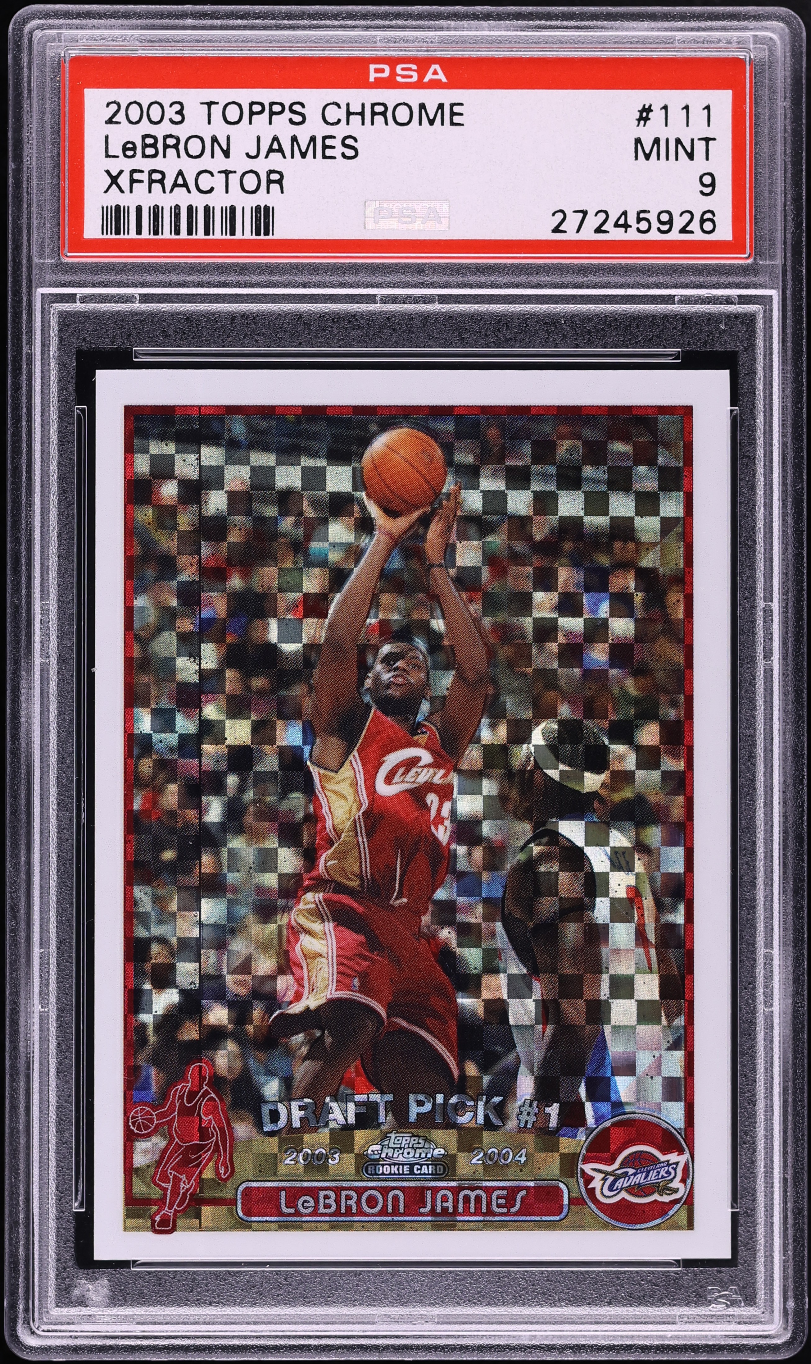 2003 Topps Chrome Xfractor LeBron James ROOKIE /220 #111 PSA 9