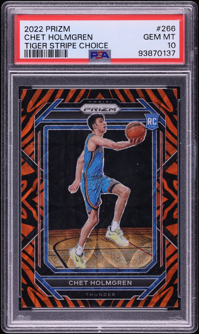 2022 Panini Prizm Tiger Stripe Choice Chet Holmgren ROOKIE #266 PSA 10 GEM MINT