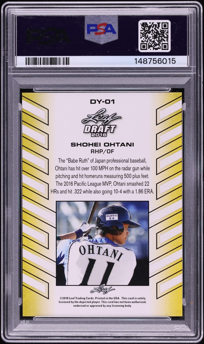 2018 Leaf Draft Year Purple Shohei Ohtani ROOKIE /25 #DY-01 PSA 10 GEM MINT