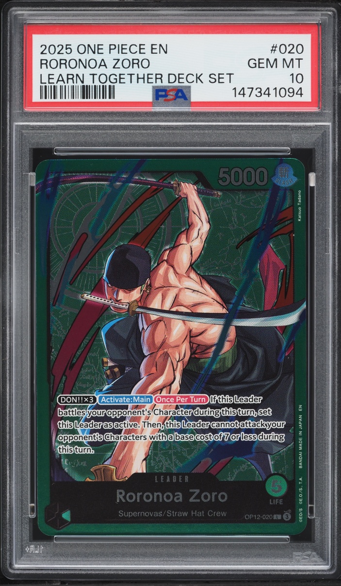 2025 One Piece Learn Together Deck Set Leader Roronoa Zoro #OP12-020 PSA 10 GEM MINT