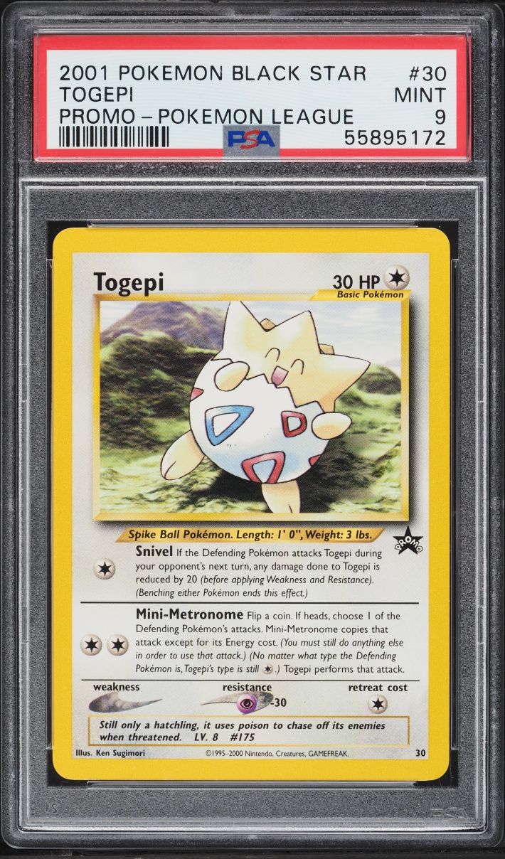 2001 Pokemon League Black Star Promo Togepi #30 PSA 9 MINT