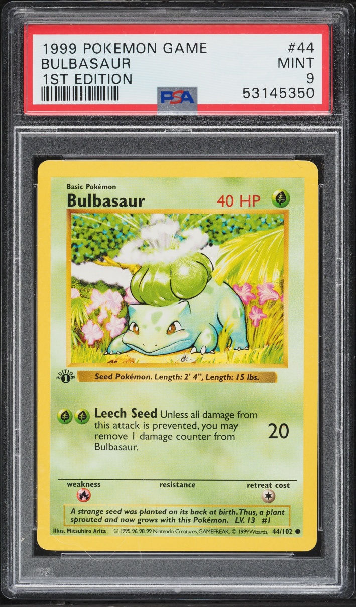 1999 Pokemon Game Bulbasaur 1st Edition #44 PSA 9 | Card Ladder