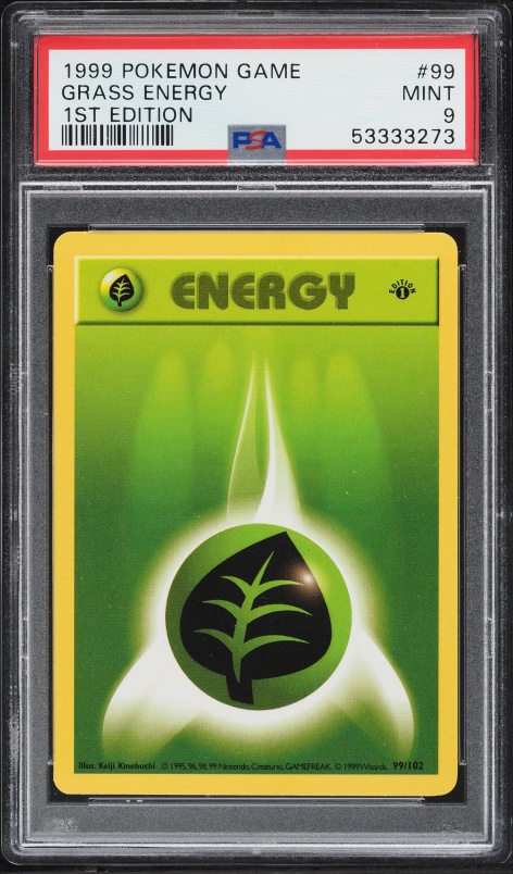 1999 Pokemon Base Set Shadowless 1st Edition Grass Energy #99 PSA 9 MINT