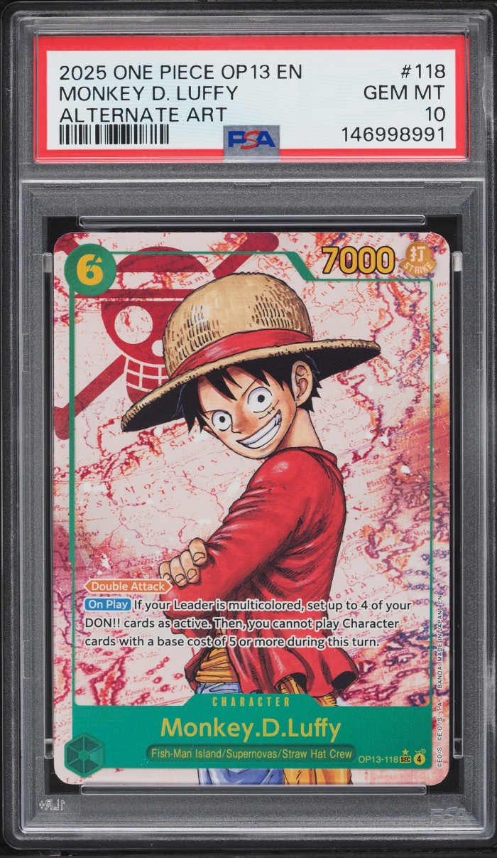 2025 One Piece Carrying On His Will SEC Alt Art Monkey D. Luffy #OP13-118 PSA 10 GEM MINT
