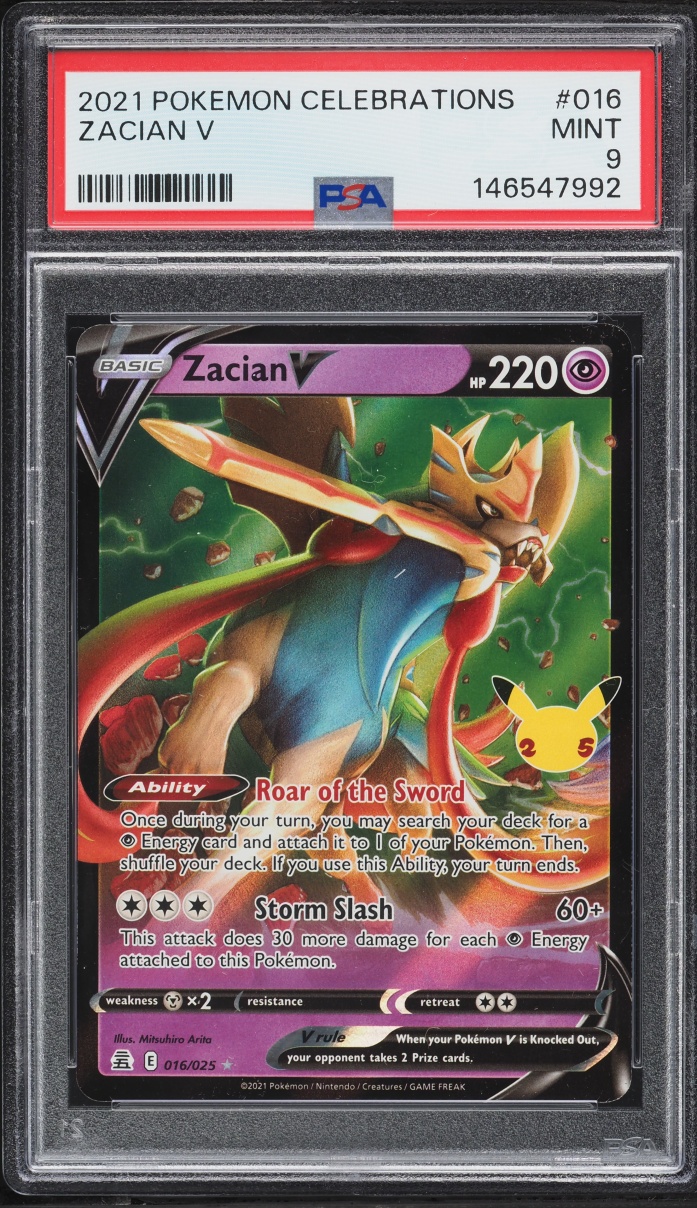 2021 Pokemon Sword & Shield Celebrations Holo Zacian V #16 PSA 9 MINT