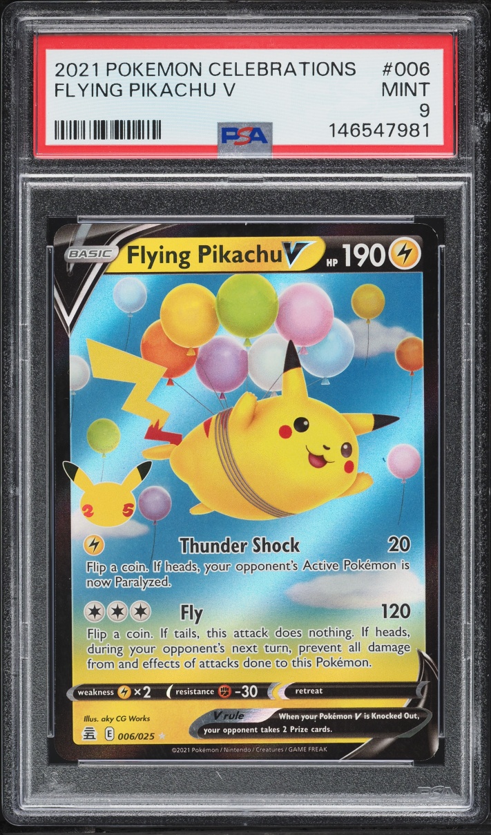 2021 Pokemon Sword & Shield Celebrations Alt Art Flying Pikachu V #6 PSA 9 MINT