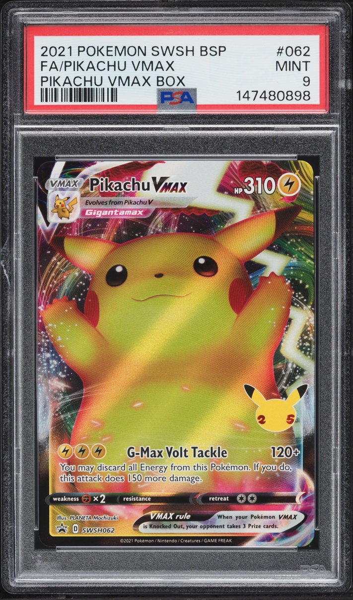 2021 Pokemon SWSH Promo Celebrations Premium Figure Full Art Pikachu VMAX #SWSH062 PSA 9 MINT