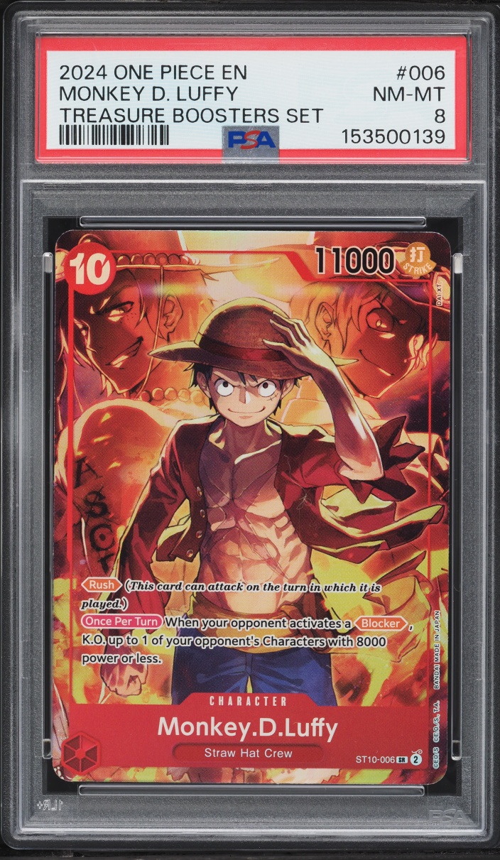 2024 One Piece Treasure Booster Set SR Alt Art Monkey D. Luffy #ST10-006 PSA 8 NM-MT