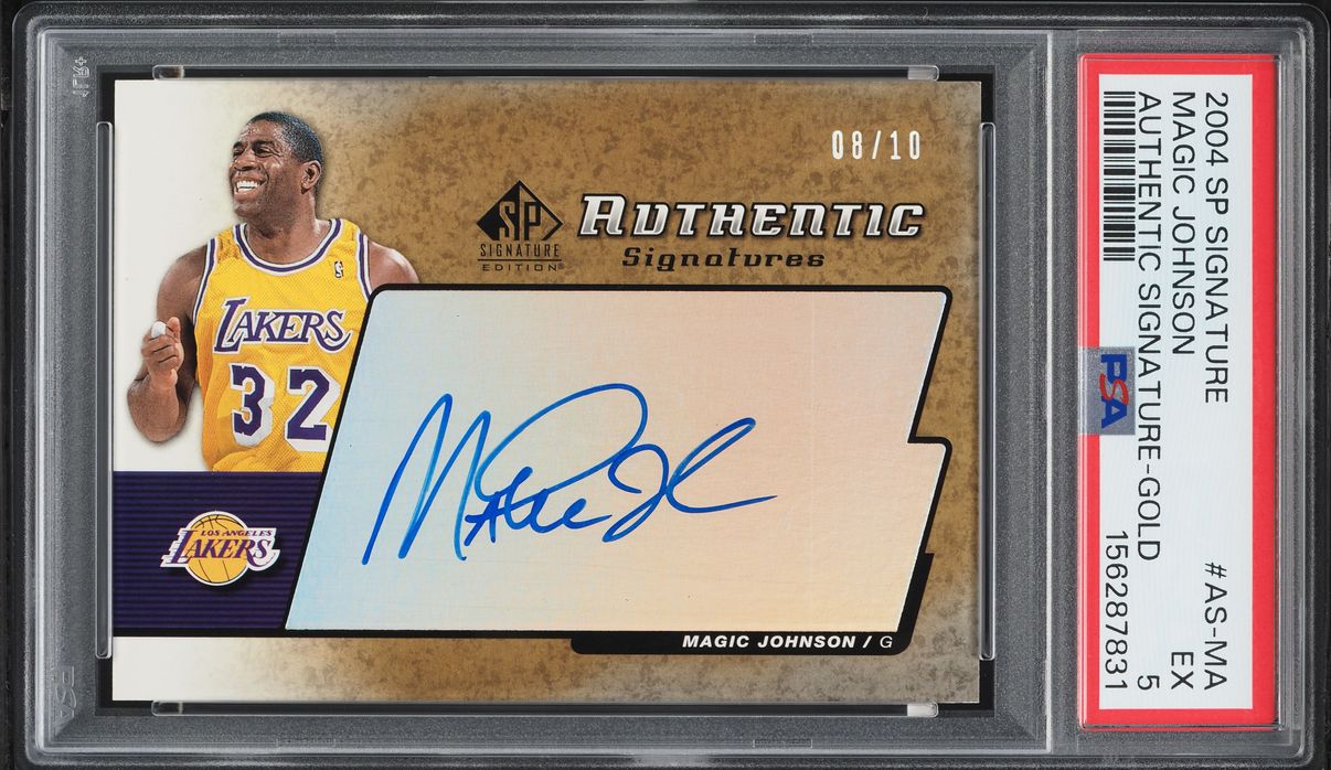2004 SP Signature Authentic Gold Magic Johnson AUTO /10 #AS-MA PSA 5 EX