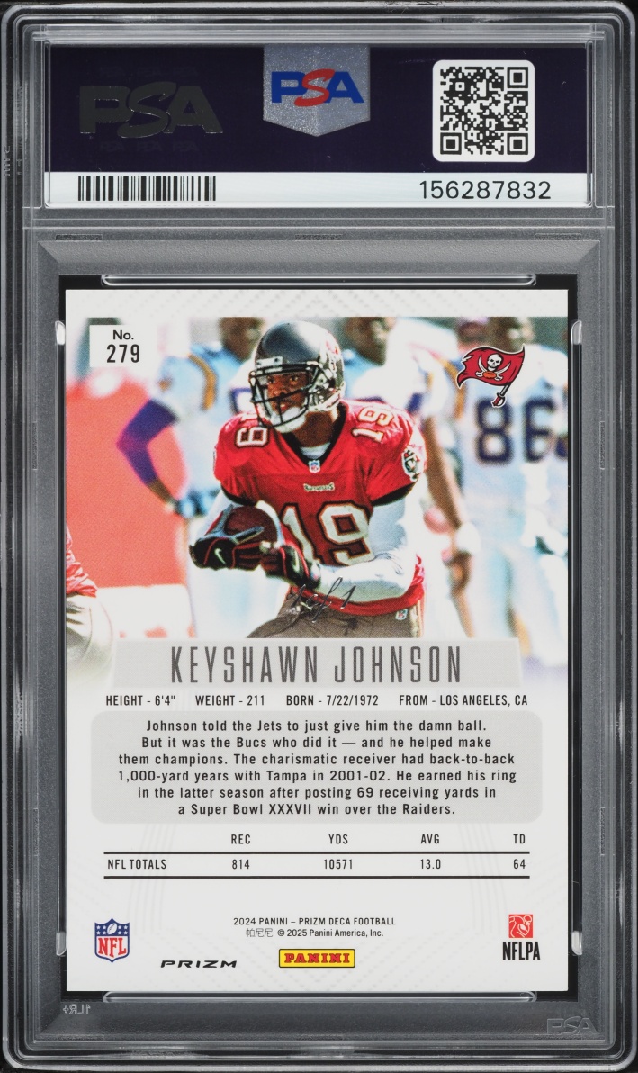 2024 Panini Prizm Deca Black Keyshawn Johnson 1/1 #279 PSA 9 MINT