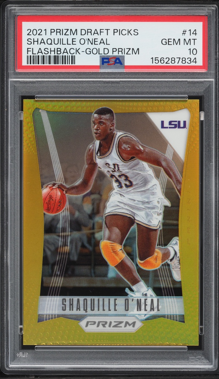 2021 Panini Prizm Draft Picks Flashback Gold Shaquille O'Neal /10 #14 PSA 10 GEM MINT