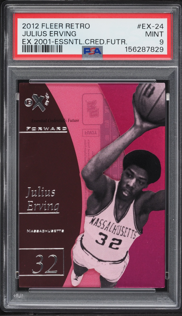 2012 Fleer Retro Ex 2001 Essential Credentials Future Julius Erving /19 #EX-24 PSA 9 MINT