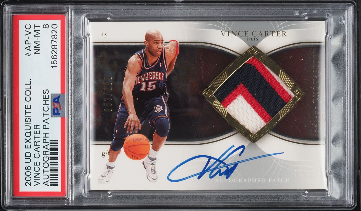 2006 Exquisite Collection Vince Carter AUTO PATCH /100 #AP-VC PSA 8 NM-MT