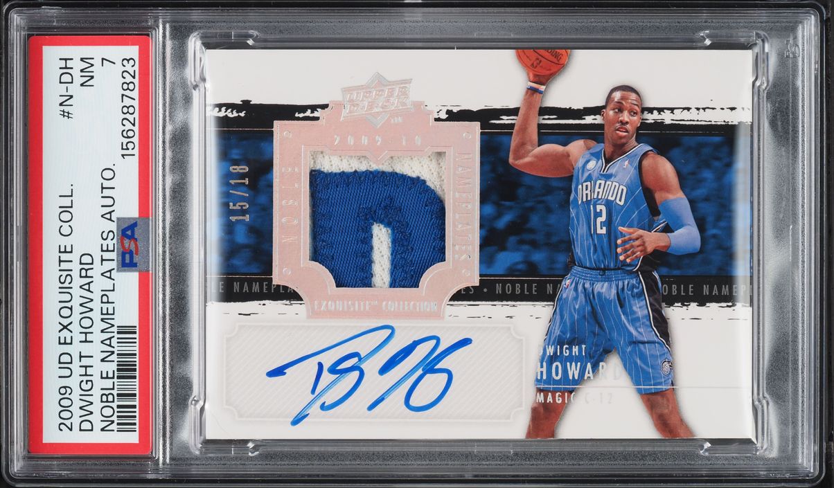 2009 Exquisite Collection Noble Nameplates Dwight Howard PATCH AUTO /18 #N-DH PSA 7 NRMT