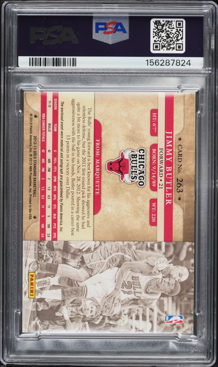 2012 Panini Gold Standard Jersey Platinum Gold Jimmy Butler PATCH AUTO 1/10 #263 PSA 5 EX