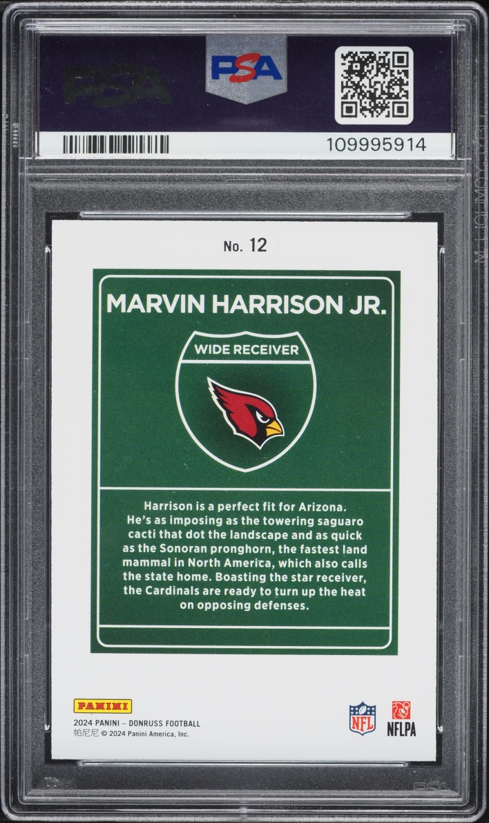 2024 Donruss Downtown! Marvin Harrison Jr. ROOKIE #12 PSA 9 MINT