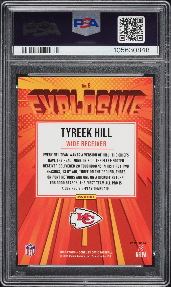 2018 Donruss Optic Explosive Tyreek Hill #8 PSA 9 MINT