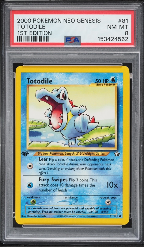 2000 Pokemon Neo Genesis 1st Edition Totodile #81 PSA 8 NM-MT