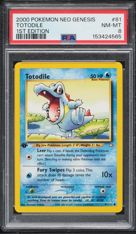 2000 Pokemon Neo Genesis 1st Edition Totodile #81 PSA 8 NM-MT