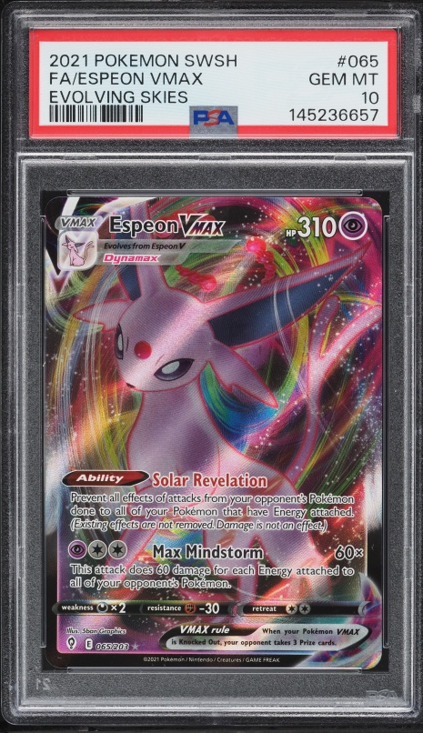 2021 Pokemon Sword & Shield Evolving Skies Full Art Espeon VMAX #65 PSA 10 GEM MINT