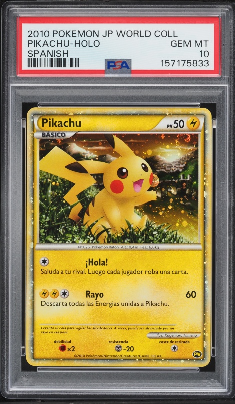 2010 Pokemon French World Collection Promo Holo Pikachu PSA 10 GEM