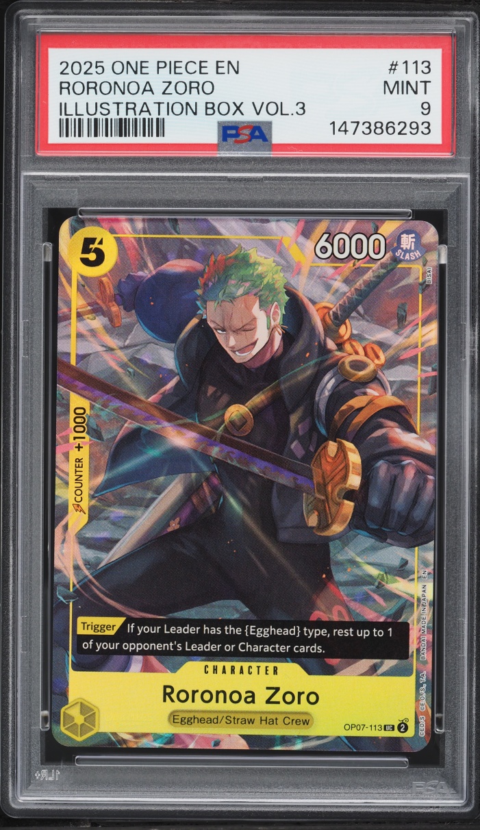 2025 One Piece Promo Illustration Box Volume 3 Roronoa Zoro #OP07-113 PSA 9 MINT