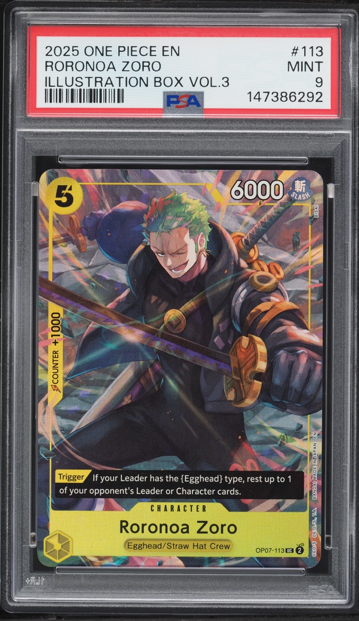 2025 One Piece Promo Illustration Box Volume 3 Roronoa Zoro #OP07-113 PSA 9 MINT