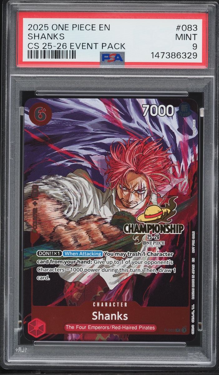 2025 One Piece Promo Championship Event Pack Shanks #P-083 PSA 9 MINT